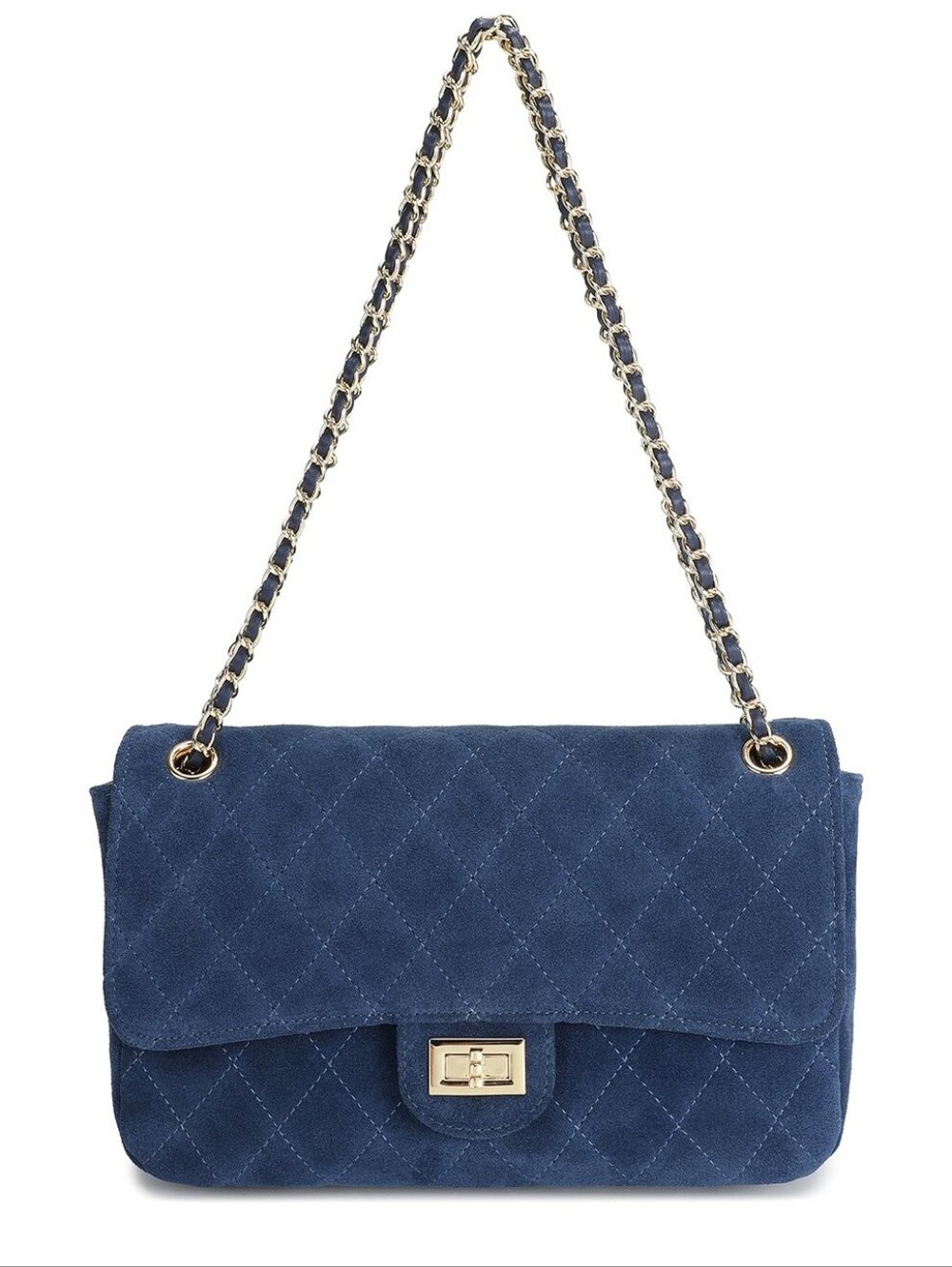 Tiffany & Fred Paris Suede Shoulder Bag Navy Blue NWT
